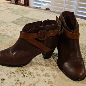 Brighton Dark Brown Ankle Booties with Strap